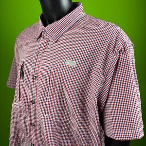 DRAKE WATERFOWL Wingshooter Seersucker Fishing Shirt Mens 2X Magnetic Pocket EUC